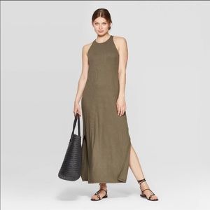 NEW A New Day Sage Green Ribbed Maxi Tank Dress